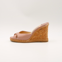 Chanel Nude Leather Wedge Sandals