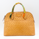 Sac Hermès Bolide en cuir d’autruche Miel