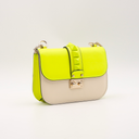 Valentino Garavani Rockstud Bicolor Neon Yellow and Beige Bag