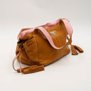 PRADA Camel Leather Handbag with Pink Lining