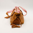 PRADA Camel Leather Handbag with Pink Lining