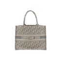 DIOR Medium Book Tote Bag in grey Dior Oblique embroidered canvas