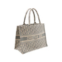 DIOR Medium Book Tote Bag in grey Dior Oblique embroidered canvas