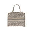 DIOR Medium Book Tote Bag in grey Dior Oblique embroidered canvas