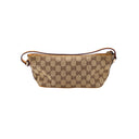 GUCCI GG Boat Pouch Beige Monogram Canvas and Camel Leather