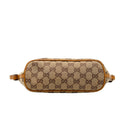 GUCCI GG Boat Pouch Beige Monogram Canvas and Camel Leather