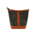 CELINE Sac Seau Moyen en toile Triomphe et cuir camel