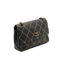 CHANEL Wild Stitch Flap Bag in black leather and beige topstitching