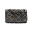 CHANEL Wild Stitch Flap Bag in black leather and beige topstitching