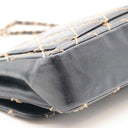 CHANEL Wild Stitch Flap Bag in black leather and beige topstitching