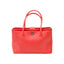 CHANEL Executive Cerf Tote en cuir grainé corail et métal argenté