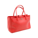 CHANEL Executive Cerf Tote in coral grained leather and silver-tone metal