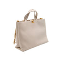 CHANEL Coco Cabas bag in chalk caviar leather and gold-tone metal