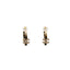 CHANEL – Boucles d’oreilles créoles en métal doré, cuir noir et strass A23