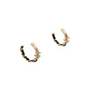 CHANEL – Hoop earrings in gold-tone metal, black leather and rhinestones A23