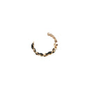 CHANEL – Hoop earrings in gold-tone metal, black leather and rhinestones A23