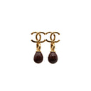CHANEL – CC earrings with brown dangling pearl – 2023 Collection