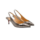 CHRISTIAN LOUBOUTIN – Metallic Python-Effect Slingback – Silver