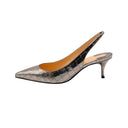 CHRISTIAN LOUBOUTIN – Metallic Python-Effect Slingback – Silver