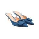 GIANVITO ROSSI – Portofino decorative buckle denim mule – Denim blue