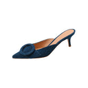 GIANVITO ROSSI – Portofino decorative buckle denim mule – Denim blue