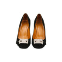 HERMÈS – "H-Buckle" Suede Pump – Black