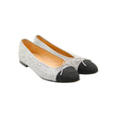 CHANEL – Two-tone tweed & canvas ballerina flats – Grey / Black