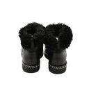 CHANEL – Shearling & Chain Ankle Boot – Black Leather / Sheepskin