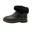CHANEL – Shearling & Chain Ankle Boot – Black Leather / Sheepskin