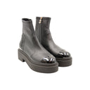 CHANEL – Platform Cap-Toe Boot – Black Leather & Patent Leather