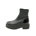CHANEL – Platform Cap-Toe Boot – Black Leather & Patent Leather