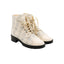 CHANEL – Bottines tweed & bout verni – Ivoire / noir