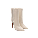 ALAÏA – Perforated Leather Stretch Ankle Boots – Ivory