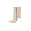 ALAÏA – Perforated Leather Stretch Ankle Boots – Ivory