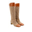 GUCCI – Bottes monogram GG & cuir – Beige / camel