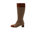 GUCCI – GG monogram & leather boots – Beige / camel