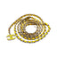 CHANEL – Ceinture chaîne cuir entrelacé – Jaune / métal argenté