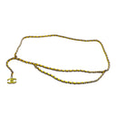 CHANEL – Interlaced Leather Chain Belt – Yellow / Silver-tone Metal