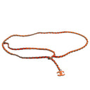 CHANEL – Ceinture chaîne cuir entrelacé – Orange / métal argenté