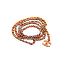 CHANEL – Ceinture chaîne cuir entrelacé – Orange / métal argenté