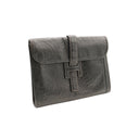 HERMÈS – Jige Pouch – Black Ostrich Leather