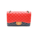 CHANEL – Tricolor Classic Flap Jumbo Bag – Red, blue, and camel quilted leather