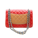 CHANEL – Tricolor Classic Flap Jumbo Bag – Red, blue, and camel quilted leather